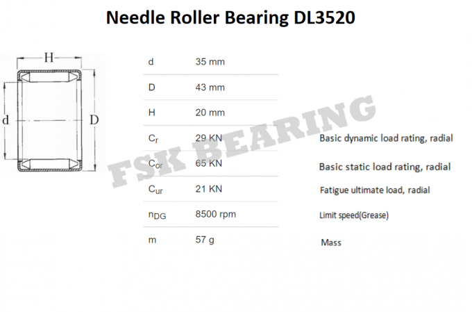Pełne uzupełnienie DL3520 DLF3520 Łożysko igiełkowe do maszyn tekstylnych i rolniczych 0