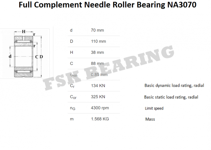 Gwarancja NA3070 Łożysko igiełkowe w pełnym zestawie z pierścieniem wewnętrznym 0